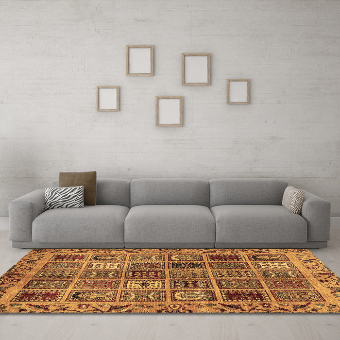 Machine Washable Abstract Brown Modern Rug in a Living Room,, wshabs715brn