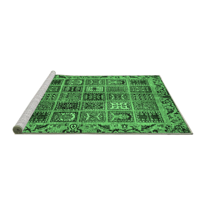 Sideview of Machine Washable Abstract Emerald Green Modern Area Rugs, wshabs715emgrn