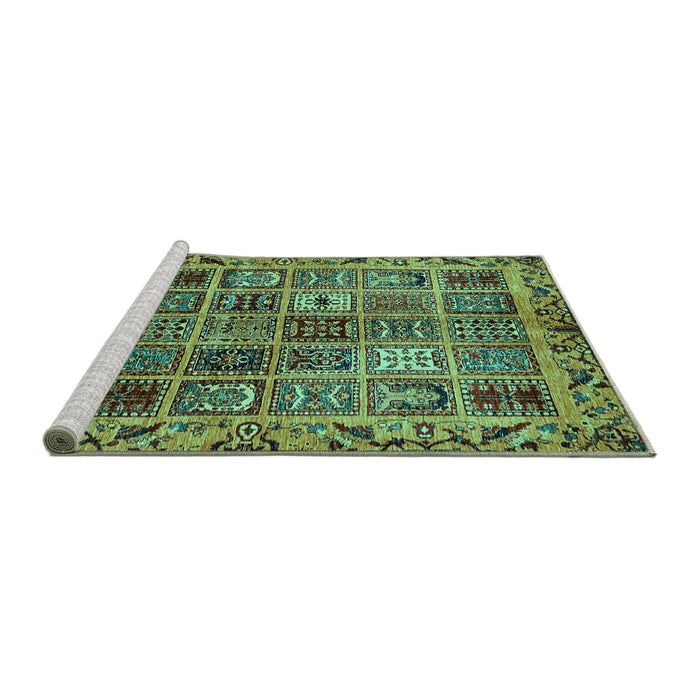 Sideview of Machine Washable Abstract Turquoise Modern Area Rugs, wshabs715turq