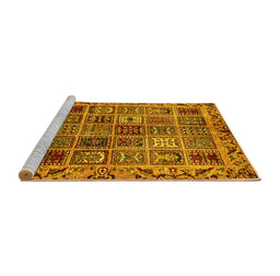 Sideview of Machine Washable Abstract Yellow Modern Rug, wshabs715yw