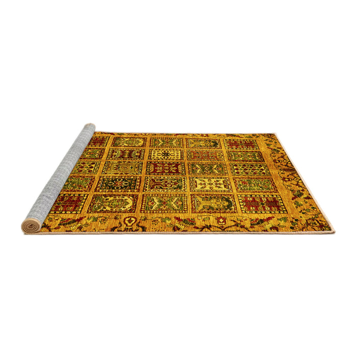Sideview of Machine Washable Abstract Yellow Modern Rug, wshabs715yw