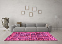 Machine Washable Abstract Pink Modern Rug, wshabs715pnk