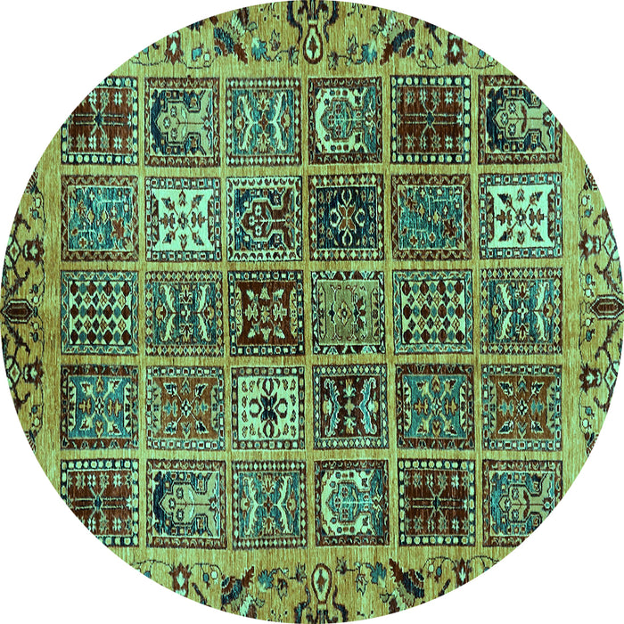 Round Machine Washable Abstract Turquoise Modern Area Rugs, wshabs715turq