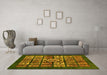 Machine Washable Abstract Yellow Modern Rug in a Living Room, wshabs716yw