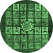 Round Abstract Emerald Green Modern Rug, abs716emgrn