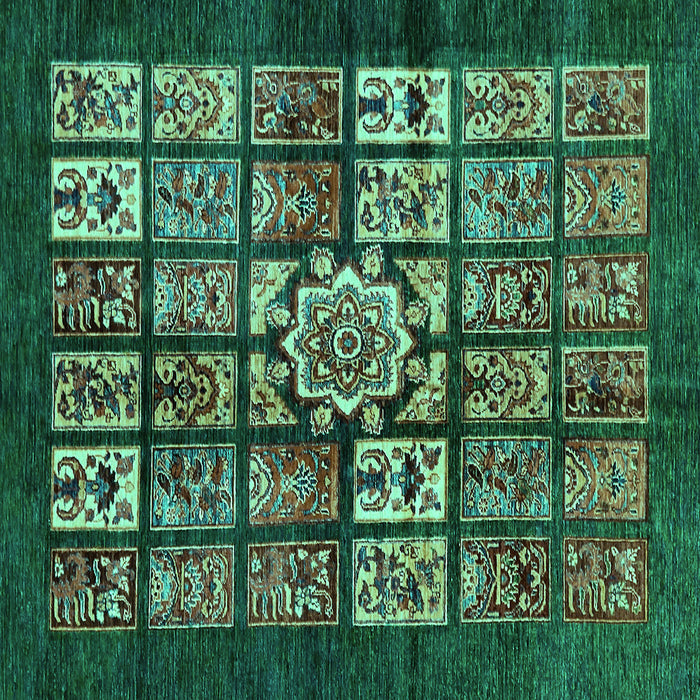 Square Machine Washable Abstract Turquoise Modern Area Rugs, wshabs716turq