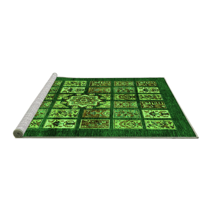 Sideview of Machine Washable Abstract Green Modern Area Rugs, wshabs716grn