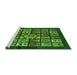 Sideview of Machine Washable Abstract Green Modern Area Rugs, wshabs716grn