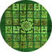 Round Machine Washable Abstract Green Modern Area Rugs, wshabs716grn