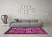 Machine Washable Abstract Pink Modern Rug in a Living Room, wshabs716pnk