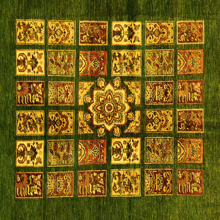 Square Abstract Yellow Modern Rug, abs716yw