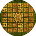 Round Abstract Yellow Modern Rug, abs716yw