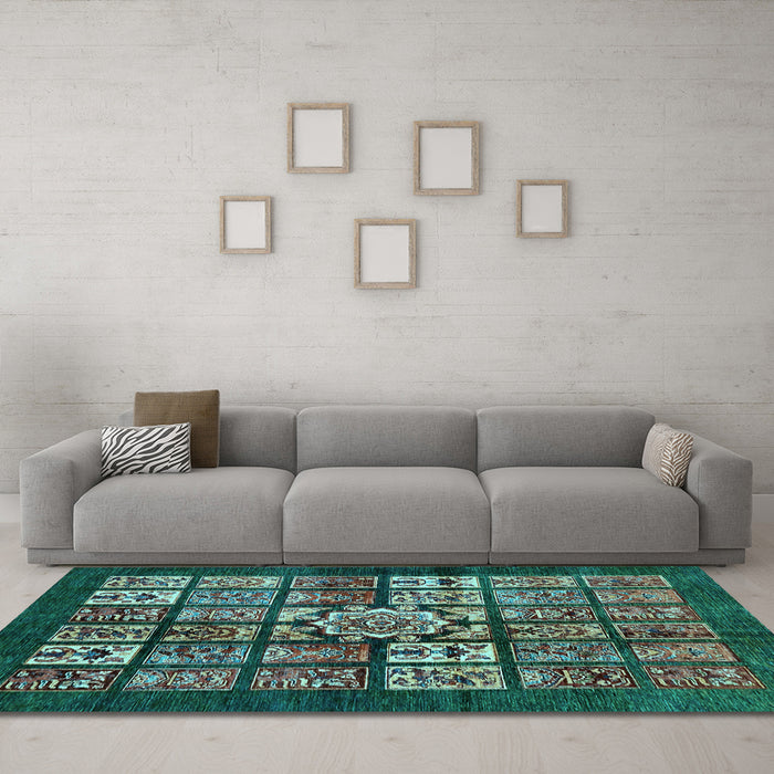 Machine Washable Abstract Light Blue Modern Rug in a Living Room, wshabs716lblu