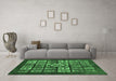 Machine Washable Abstract Emerald Green Modern Area Rugs in a Living Room,, wshabs716emgrn