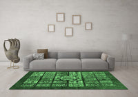 Machine Washable Abstract Emerald Green Modern Rug, wshabs716emgrn