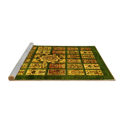 Sideview of Machine Washable Abstract Yellow Modern Rug, wshabs716yw