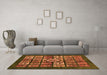 Machine Washable Abstract Orange Modern Area Rugs in a Living Room, wshabs716org