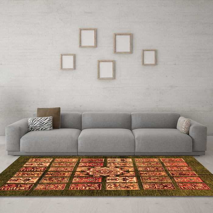 Machine Washable Abstract Orange Modern Area Rugs in a Living Room, wshabs716org