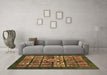 Machine Washable Abstract Brown Modern Rug in a Living Room,, wshabs716brn