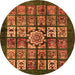 Round Abstract Orange Modern Rug, abs716org