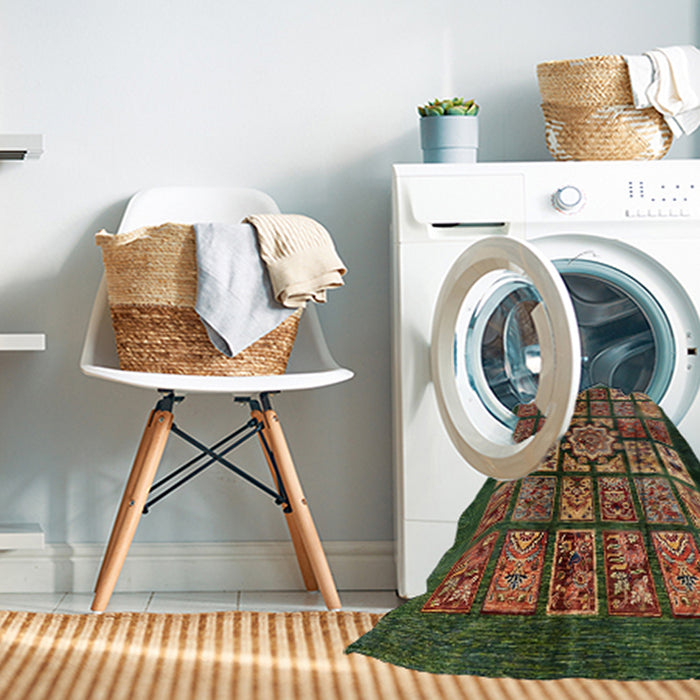 Machine Washable Abstract Bakers Brown Rug in a Washing Machine, wshabs716