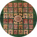 Round Abstract Bakers Brown Modern Rug, abs716