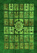 Machine Washable Abstract Green Modern Area Rugs, wshabs716grn