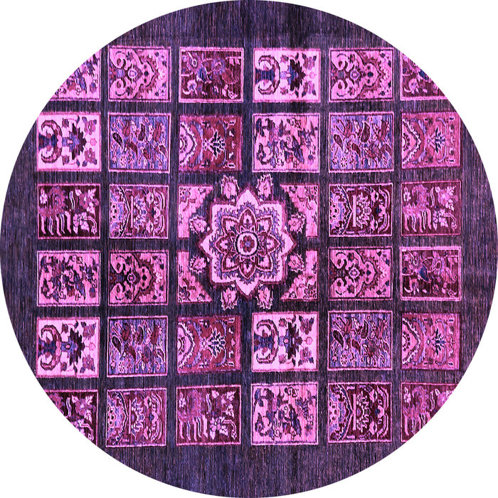 Round Machine Washable Abstract Purple Modern Area Rugs, wshabs716pur