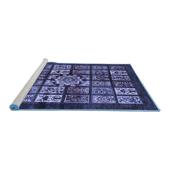 Sideview of Machine Washable Abstract Blue Modern Rug, wshabs716blu