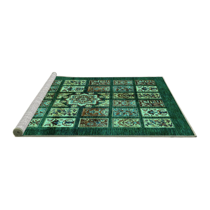 Sideview of Machine Washable Abstract Turquoise Modern Area Rugs, wshabs716turq