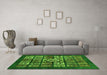 Machine Washable Abstract Green Modern Area Rugs in a Living Room,, wshabs716grn