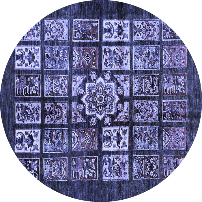 Round Abstract Blue Modern Rug, abs716blu