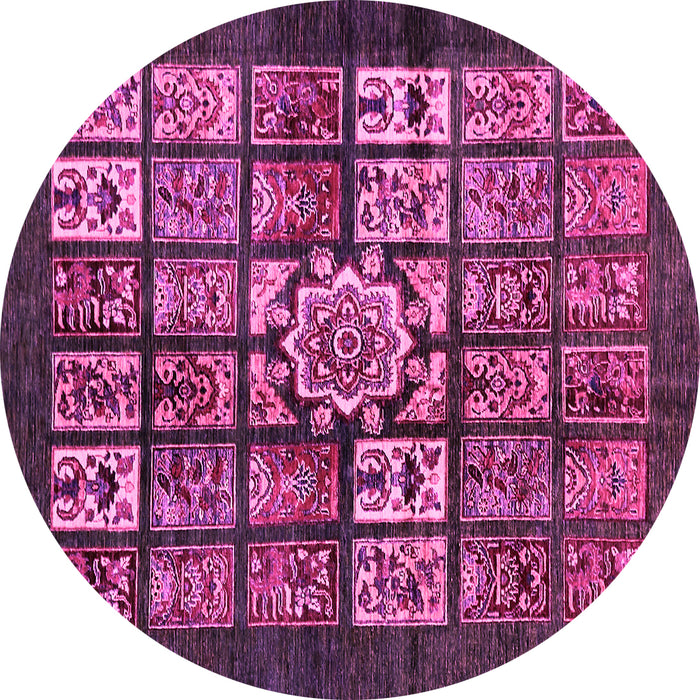 Round Abstract Pink Modern Rug, abs716pnk