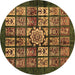 Round Abstract Brown Modern Rug, abs716brn