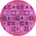 Round Machine Washable Abstract Purple Modern Area Rugs, wshabs717pur