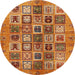 Round Machine Washable Abstract Orange Rug, wshabs717