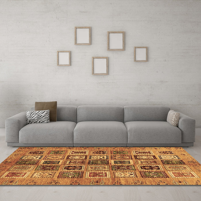 Machine Washable Abstract Brown Modern Rug in a Living Room,, wshabs717brn