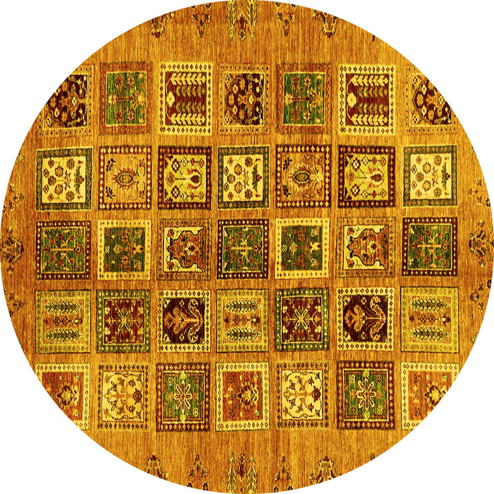 Round Abstract Yellow Modern Rug, abs717yw
