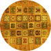 Round Abstract Yellow Modern Rug, abs717yw