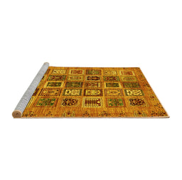 Sideview of Machine Washable Abstract Yellow Modern Rug, wshabs717yw