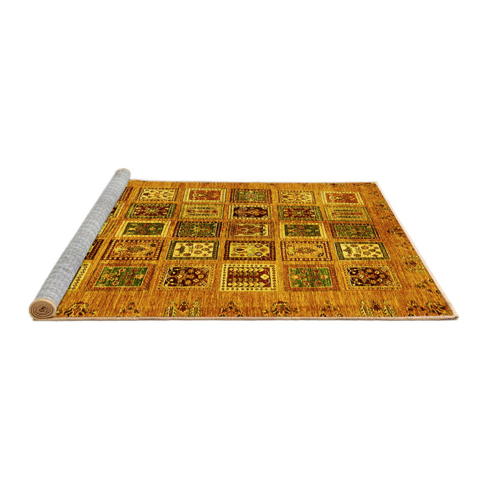 Sideview of Machine Washable Abstract Yellow Modern Rug, wshabs717yw