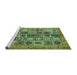 Sideview of Machine Washable Abstract Turquoise Modern Area Rugs, wshabs717turq