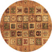 Round Machine Washable Abstract Brown Modern Rug, wshabs717brn