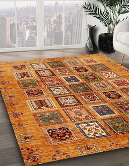 Machine Washable Abstract Orange Rug in a Family Room, wshabs717