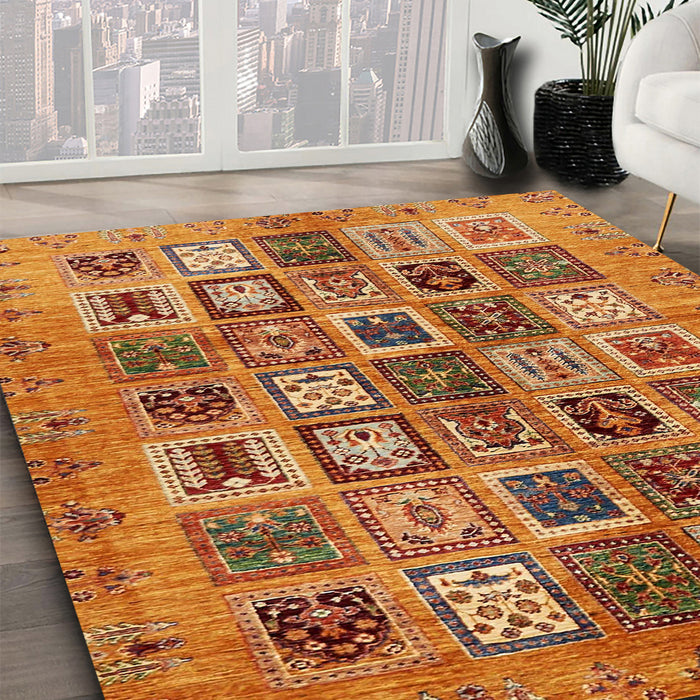 Machine Washable Abstract Orange Rug in a Family Room, wshabs717