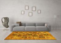 Machine Washable Abstract Yellow Modern Rug, wshabs717yw