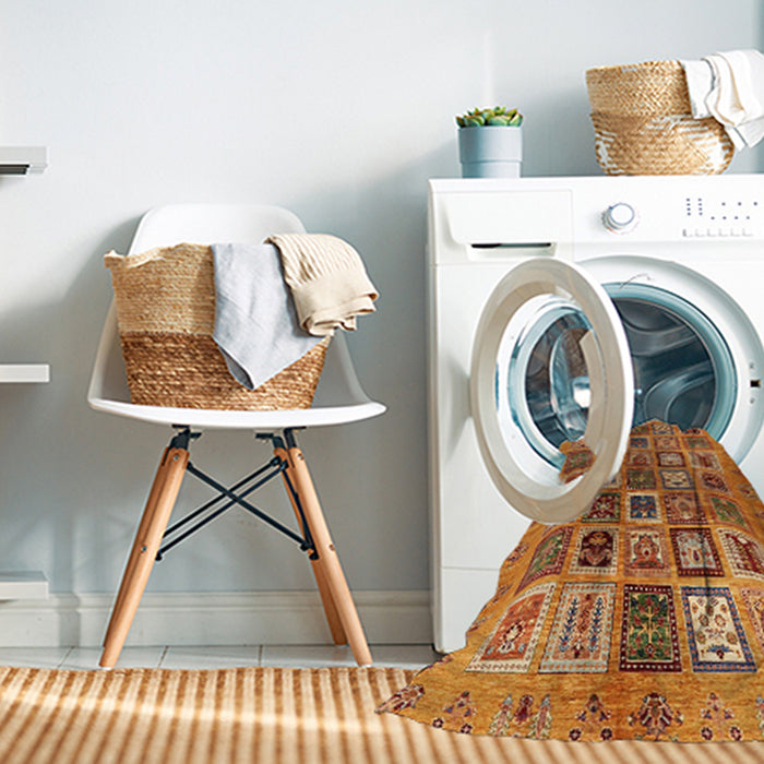 Machine Washable Abstract Orange Rug in a Washing Machine, wshabs717