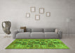 Machine Washable Abstract Green Modern Area Rugs in a Living Room,, wshabs717grn