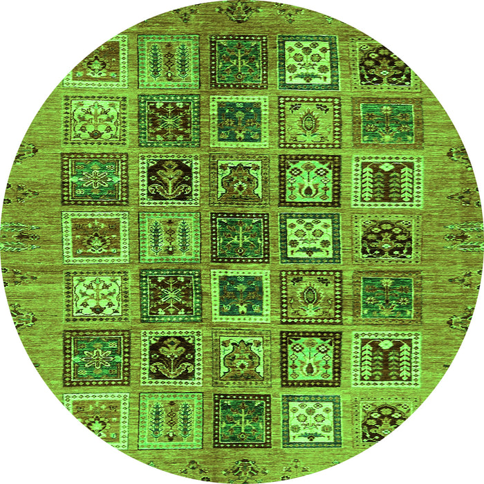 Round Abstract Green Modern Rug, abs717grn