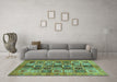 Machine Washable Abstract Turquoise Modern Area Rugs in a Living Room,, wshabs717turq